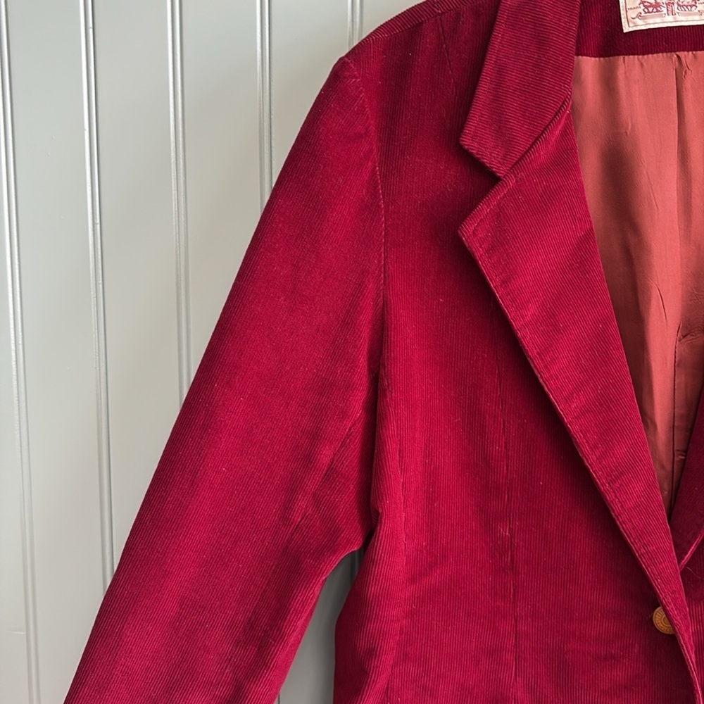 VTG Levi's Strauss & CO Burgundy Corduroy Suit Jacket Size 8-10 - Picture 2 of 7